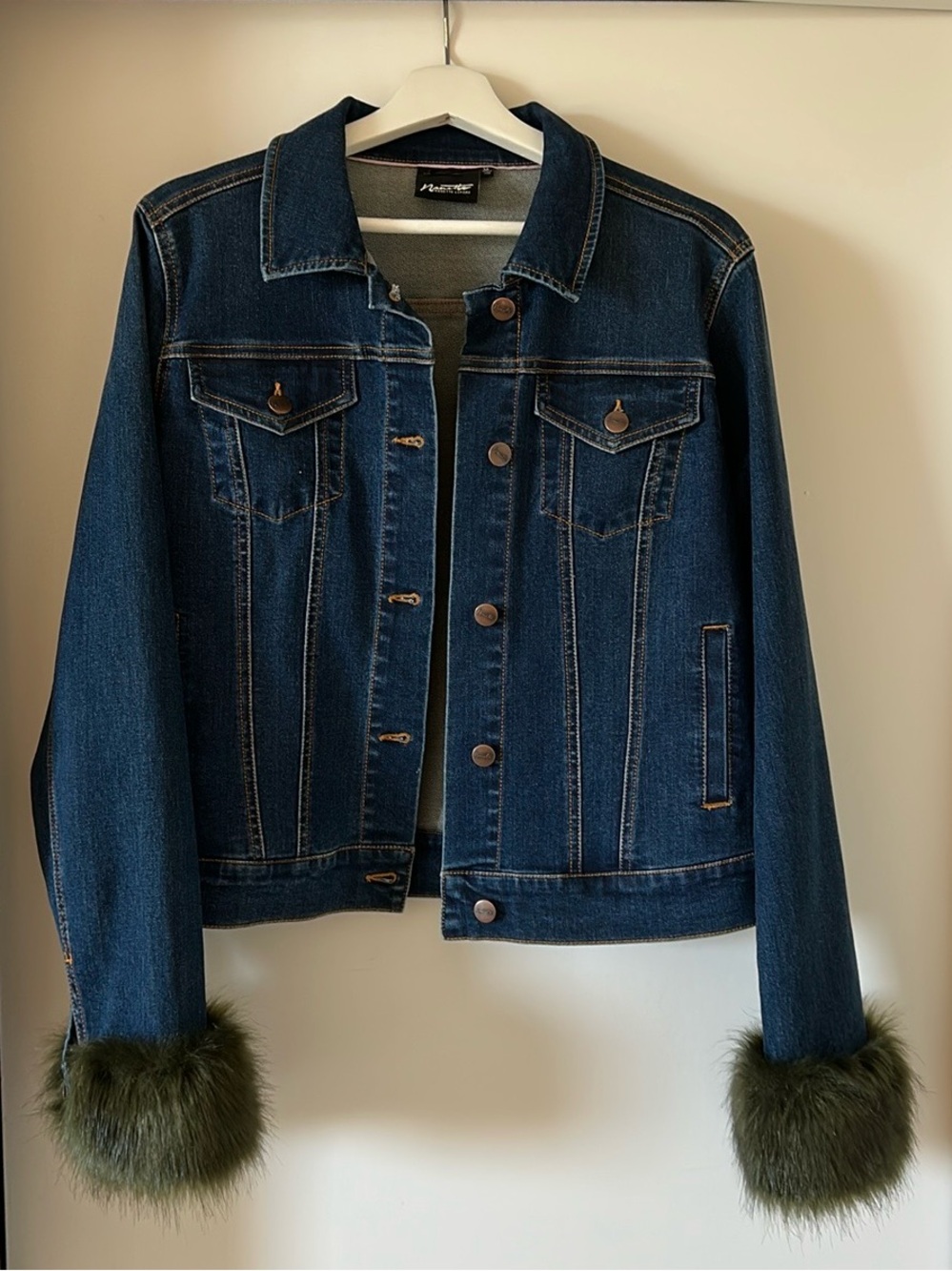 Nannette by Nanette Lepore Denim Jacket with Faux Fur Cuffs size M
